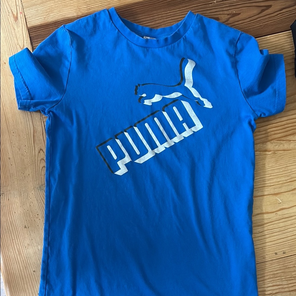 Puma Blue Short Sleeve Tee with Iconic Logo